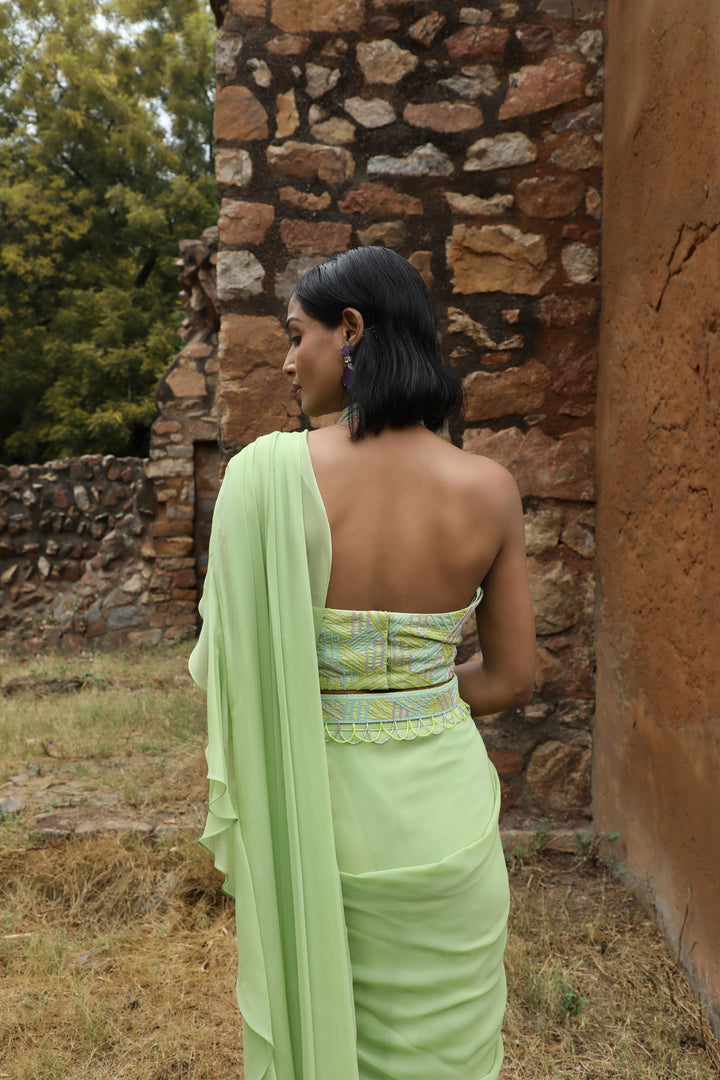 MINT GREEN DRAPE SAREE