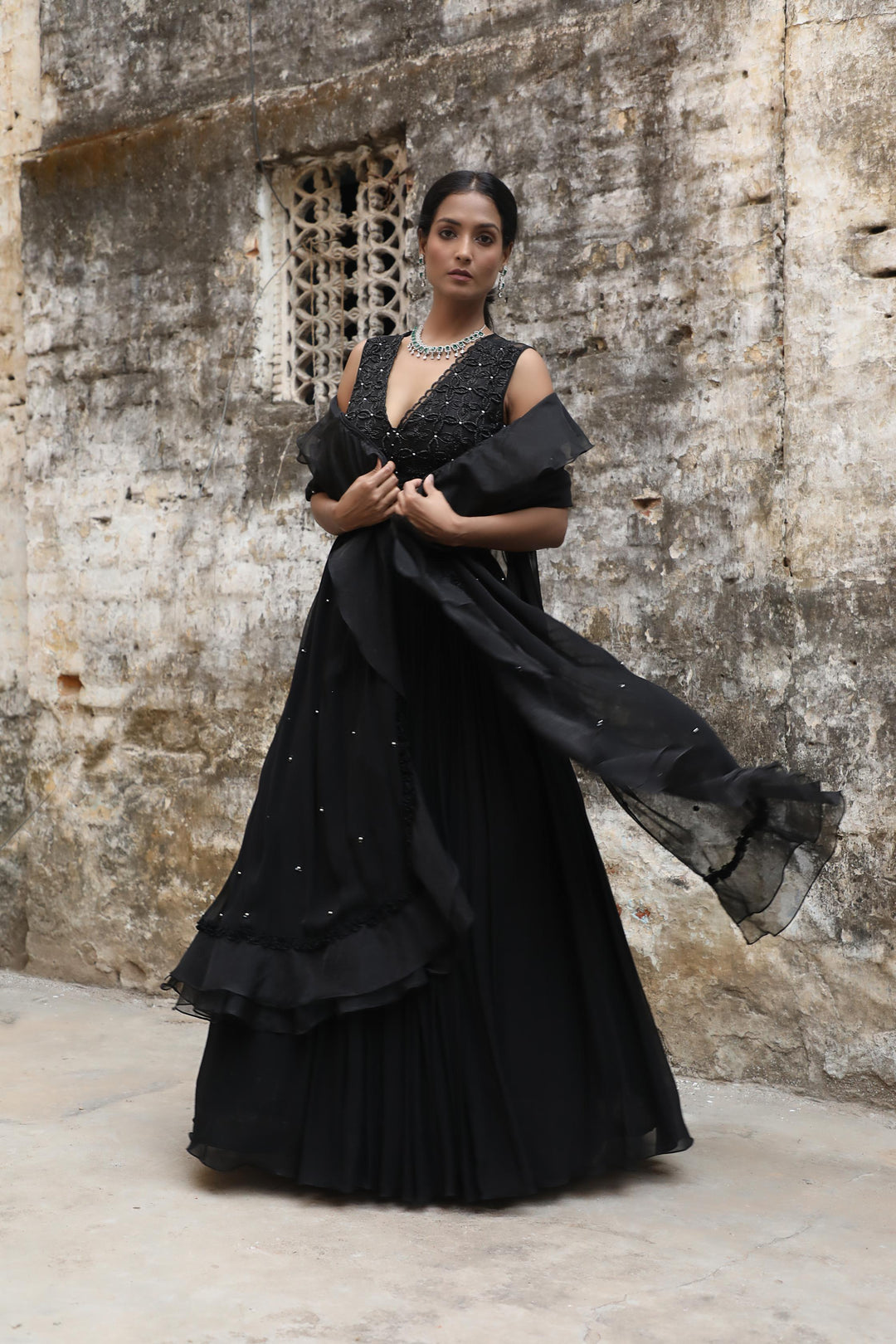 BLACK LEHENGA SET