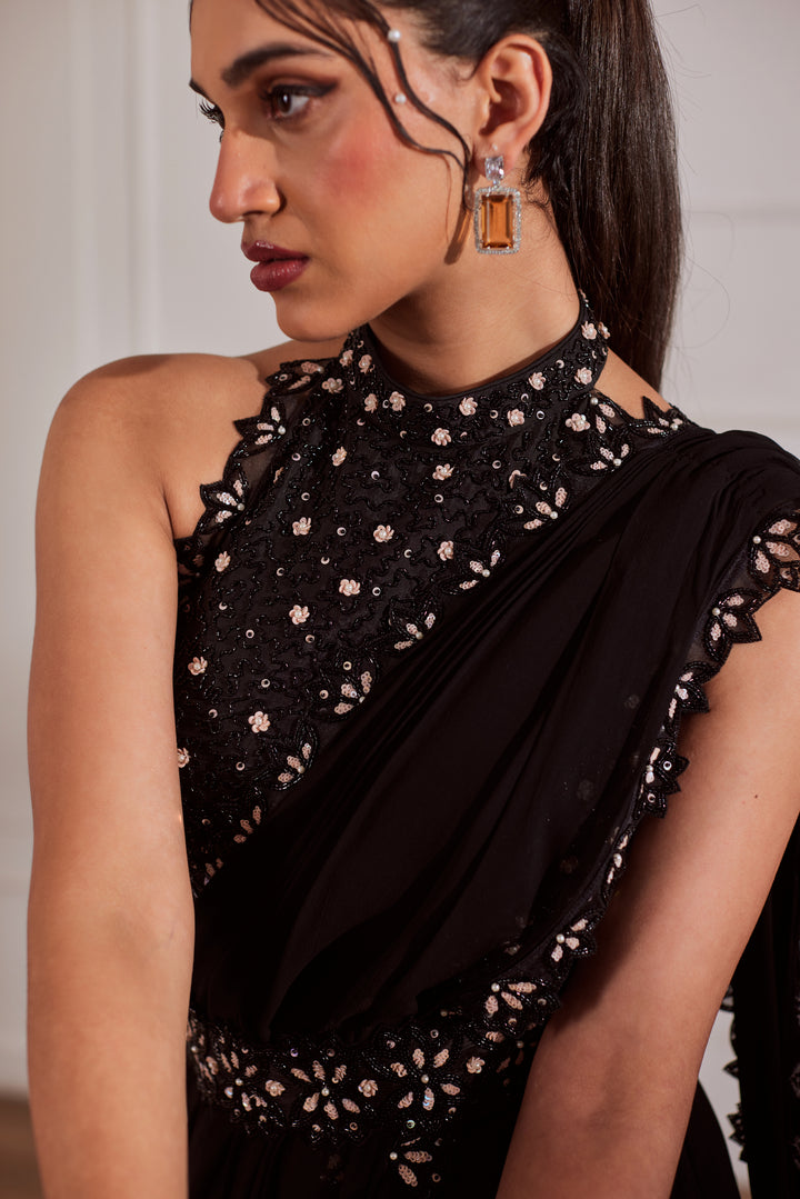 BLACK SAREE SET