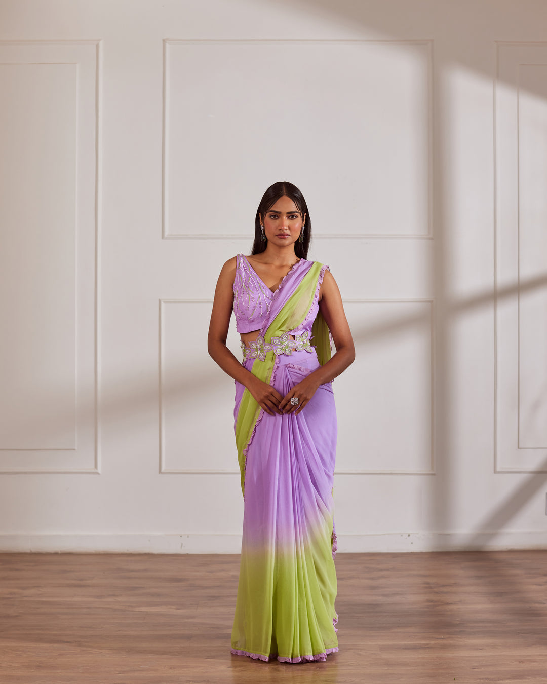 LILAC AND GREEN OMBRE SAREE