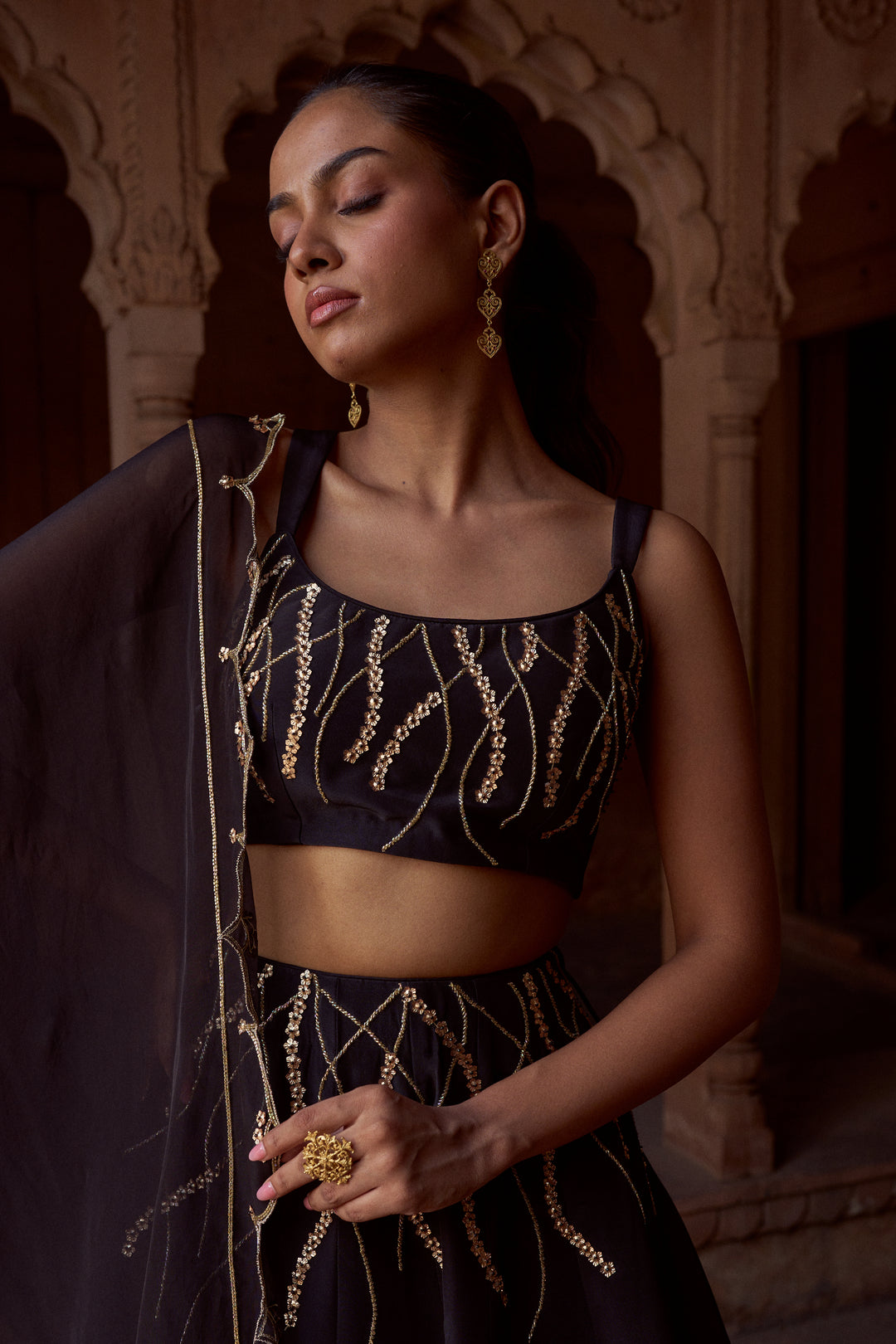 BLACK LEHENGA SET