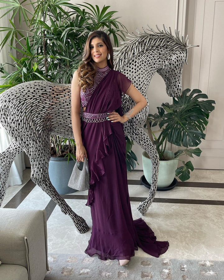 MALLIKA IN WINE SAREE